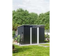 8x6 ft Metal Garden Storage Shed Pent Roof Double Lockable Sliding Doors,Charcoal Black Living and Home Black One Size
