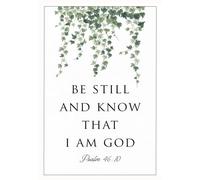 8x6 Inch Christian Canvas Wall Art Psalm 46:10 Be Still and Know That I Am God Inspirational Scripture Home Decor for Living Room Bedroom Metal Sign