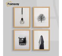 (8x6 Inch) Oak Picture Frame / Wall Art Frames / Flat Wooden Effect Poster Frame / Photo Print Frame
