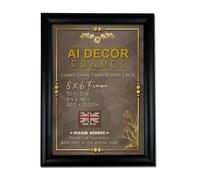 8x6 Inch Picture Frames BLACK Photo Frame (1 inch Moulding) - Clear Acrylic Poster Frame with MDF Wooden Frame - Wall Mount Hooks & Tabletop Stand for Portrait or Panoramic Display