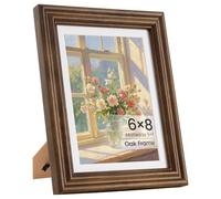 8x6 Photo Frame, 8x6 Inch Walnut Wood Picture Frames Matted for 5×7 Inch Picture Frames with Premium Tempered Glass, Wall Mount or Tabletop Display