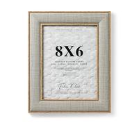 8x6 Photo Frame Oak Trim Picture Frame with Linen Style Textured Front, Scandinavian Style Frame for Modern Home Décor