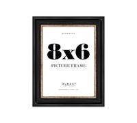 8x6 Picture Frame, Display 8x6 Pictures (20.3 x 15.2cm) - Black & Gold Elegant 42mm Edge Classic Interior Design Décor - 1 Pack