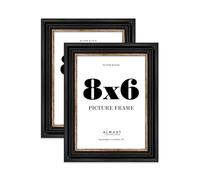 8x6 Picture Frame, Display 8x6 Pictures (20.3 x 15.2cm) - Black & Gold Elegant 42mm Edge Classic Interior Design Décor - 2 Pack