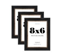 8x6 Picture Frame, Display 8x6 Pictures (20.3 x 15.2cm) - Black & Gold Elegant 42mm Edge Classic Interior Design Décor - 3 Pack