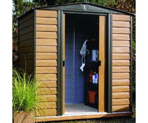 8x6 Rowlinson Woodvale Metal Shed - 2530mm x 1810mm - Front Width Door Side x Depth with Floor and Installation