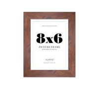 8x6 Rustic Wood Frame With Mount for 7x5 Pictures 28mm Edge Portrait and Landscape Display with Wall Hooks and Kickstand, 1 Pack