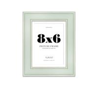 8x6 Sage Green Picture Frame with 7x5 Mount - Shabby Chic Photo Frame with Distressed Finish, Gold Trim, Wall Hooks and Kickstand, 37mm Edge - 1 Pack