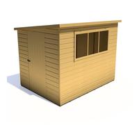 8x6 Shire Caldey Professional Pent Shed - 8x6 Shire Caldey Premium Pent Shed in Shiplap Tongue and Groove - Door on Left Front Width