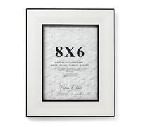 8x6 White Picture Frame with Black Edge Trim, Modern Contemporary Photo Frame for Home, Office or Gift
