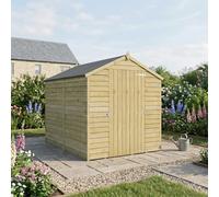 Mercia Overlap 8X6 Ft Apex Honey Brown Wooden Dip Treated Shed With Floor (Windowless)