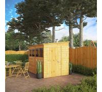 Mercia 8 x 6 Woodsman Shiplap Pent Shed (Glass), Brown