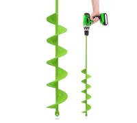 8x60cm Garden planting auger for Cordless Drill, Heavy Duty Solid Shaft Bulb & Post Hole Digger with 3/8" Hex Drive,Extra-Long auger drill bit for Fencing, Planting, Fertilizing,green