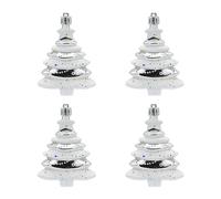 8x6cm 4 Pack Christmas Ball Special-Shaped Tree Decoration Props Gift Plastic Painted Silver