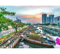 8x6FT (2.5x1.8m) Waterfront City Canal Sunset Photography Backdrop