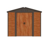 (8x6ft, Brown) BIRCHTREE Metal Garden Shed Apex Wood Grain