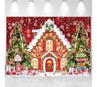 8x6ft Christmas Backdrop Gingerbread House Xmas Tree Snow Scene Snowflake Santa Photography Background Merry Christmas Party Banner Decorations Kids Adults Portraits Photo Studio Props