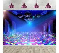 8x6FT Disco Backdrop Vintage 70s 80s 90s Disco Ball Stage Photography Background Night Club Neon Music Dance Let's Glow Crazy Birthday Disco Theme Party Decorations Banner Photo Booth Props