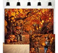 8x6ft, Fall Halloween Backdrop, Autumn Forest Scary Pumpkin Scarecrow Photography Background, Halloween Thanksgiving Harvest Party Photo Booth Studio Props Wall Banner