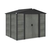 (8x6ft, Grey) BIRCHTREE Metal Garden Shed Apex Wood Grain