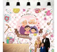 8X6FT Happy Grandparents Day Backdrop School Event Best Grandparents Ever Retirement Love Photo Background Grandma and Grandpa Family Gatherings Party Wall Decorations Supplies Props