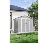 8x6ft Outdoor Apex Roof Plastic Storage Tool Shed with Dual-door Garden Sanctuary Grey One Size