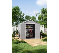 8x6ft Plastic Apex Roof Outdoor Tool Storage Shed with Dual-door H&O Direct Grey One Size