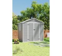 8x6ft Plastic Outdoor Apex Roof Tool Shed with Dual-door Living and Home Grey One Size