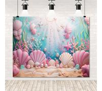 8x6ft Under The Sea Mermaid Backdrop Pink Starfish Shellfish Photography Background Underwater Seaweed Corals Portrait Banner Baby Shower Birthday Party Decorations Photo Props