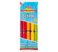 8x75ml 2in1 Freeze at Home Ice Lollies - Raspberry, Strawberry, Pineapple, Lemon & Apple Flavours - Fun Fruity Lollies (1x Refreshers 2in1 Ice Lolly 8x75ml)