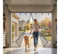 8x7ft 9x7ft 16x7ft Garage Screen Door Magnetic Closure, Car Garage Fly Screen Mesh, Sturdy Fiberglass Curtain, Hands-Free Magnetic Seal to Let Fresh Air in & Keep Bugs Out, Black(Gray,500x200cm)