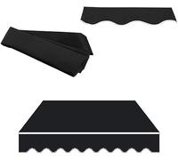 8x7ft Waterproof Retractable Patio Canopy Replacement Fabric, UV Resistant Polyester Canvas for Outdoor Use, Ideal for Balconies & Porches - Black Sune ning Cover