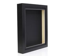 8x8 1.5 Inch (4cm) Extra Deep Wood 3D Deep Box Picture Frame Display Memory Box With Black Mount For Medals Memorabilia Flowers etc