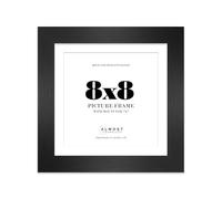 8x8" Black Square Frame With Mount for 7x7" Pictures 28mm Edge Frame Display with Wall Hooks and Kickstand, 1 Pack