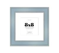 8x8" Cornflower Blue Square Picture Frame with 5x5" Mount - Shabby Chic Photo Frame with Distressed Finish, Gold Trim, Wall Hooks and Kickstand, 37mm Edge - 1 Pack