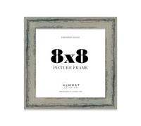 8x8" Distressed Green Picture Frame - Rustic Wood Industrial Effect Photo Frame for Wall Display, Ideal for Posters, Prints & Home Décor, Wall Hooks and Kickstand, 32mm Edge - 1 Pack