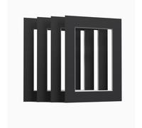 (8x8 for 5x5) Black Matt Mount Pack of 8 mounts for Picture Photo Frames Large Square all Sizes
