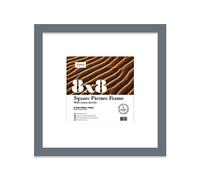 8x8 Grey Picture Frame with Mount for 6x6 Photos, Prints - Modern Square Wall Frame, 1 Pack
