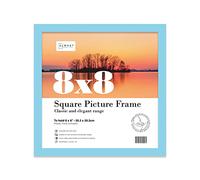 8x8 Inch Light Blue Square Thin Photo Frame Wall Mountable and Freestanding Thin Picture Frame Standard Square Photograph Size, 8" X 8"(20.3 X 20.3cm)