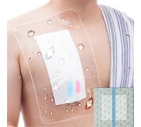 8x8 Inch Waterproof Shower Cover Cut Bandage for Large Wounds No Glue on Center Island Bandages Shield Dialysis PICC Line Chemo Port Hearing Monitor Pack of 25