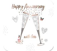 8x8 Large Happy Anniversary Card with Love Flutes