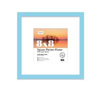 8x8 Light Blue Picture Frame with Mount for 6x6 Photos, Prints - Modern Square Wall Frame, 1 Pack