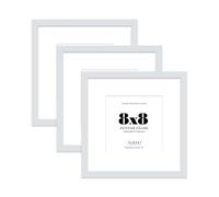 8x8 Light Grey Picture Frame with Mount for 6x6 Photos, Prints - Modern Square Wall Frame, Set of 3