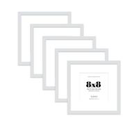 8x8 Light Grey Picture Frame with Mount for 6x6 Photos, Prints - Modern Square Wall Frame, Set of 5
