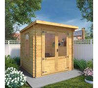 Waltons 2.4m x 2.4m Pent 19mm Log Cabin - Brown