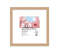 8x8 Oak Picture Frame with Mount for 6x6 Photos, Prints - Modern Square Wall Frame, 1 Pack