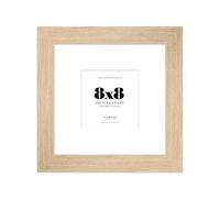 8x8" Oak Square Frame With Mount for 5x5" Pictures 28mm Edge Frame Display with Wall Hooks and Kickstand, 1 Pack