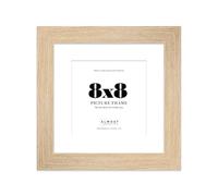 8x8" Oak Square Frame With Mount for 6x6" Pictures 28mm Edge Frame Display with Wall Hooks and Kickstand, 1 Pack