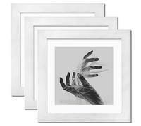 8x8 Photo Frame Set of 3, Solid Wood Square Picture Frames, with Mounts Freestanding and Wall Mounting 2 in 1, Ideal for Displaying 8” Photos, Collages, Portraits