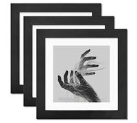 8x8 Photo Frame Set of 3, Solid Wood Square Picture Frames, with Mounts Freestanding and Wall Mounting 2 in 1, Ideal for Displaying 8” Photos, Collages, Portraits